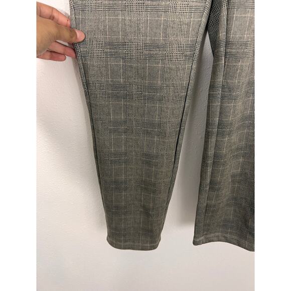 T Tahari Faux Leather Plaid Pants Size M Stretch Pull-On Brown Slim Fit - Picture 5 of 9